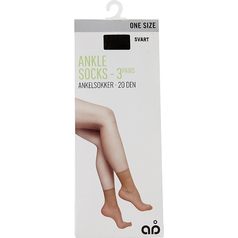 Aå Ankelsokker 3-pak Sorte, 20 den
