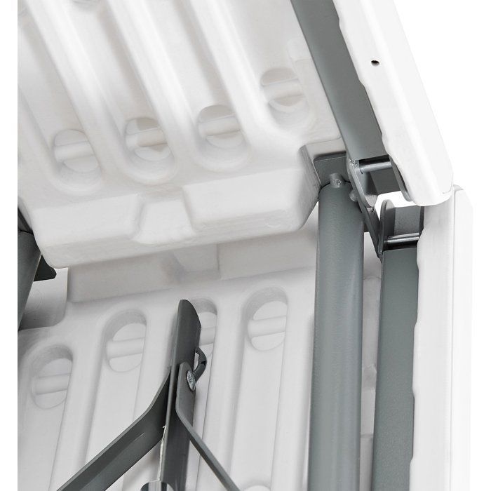 Banco de recepción plegable - TERRANOVA - Blanco - Estructura de acero y asiento de polietileno HDPE - 4 personas - 180 x 28 x 43 cm