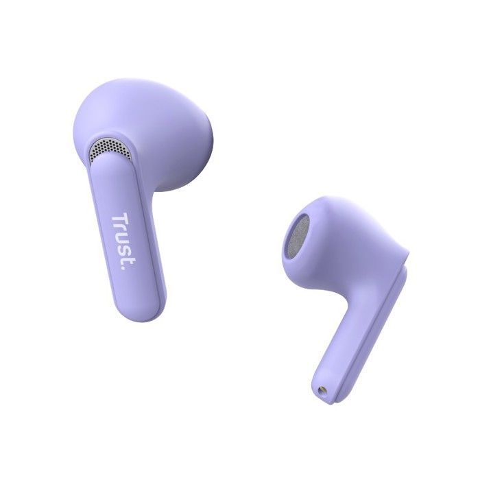 Auriculares Bluetooth Trust Yavi - Intraurales - 23 horas de duración de la batería - Cancelación de ruido ENC - Morado