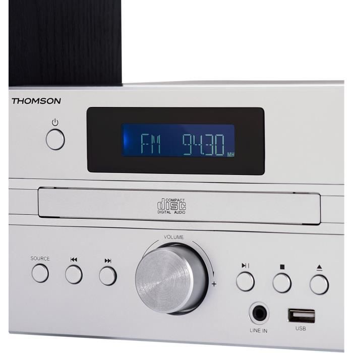 Sistema micro Hi-Fi THOMSON MIC122BT - 50W Bluetooth, lettore MP3/CD/USB - 30 stazioni - Tecnologia Bass Boost - Grigio