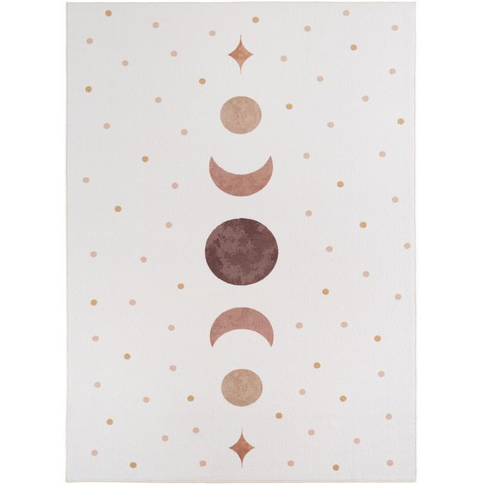 Carpetsale24 Tapis Enfant 120x170 cm Phases de la Lune Creme Design Boho Tapis Chambre Enfant ideal comme tapis de jeu doux