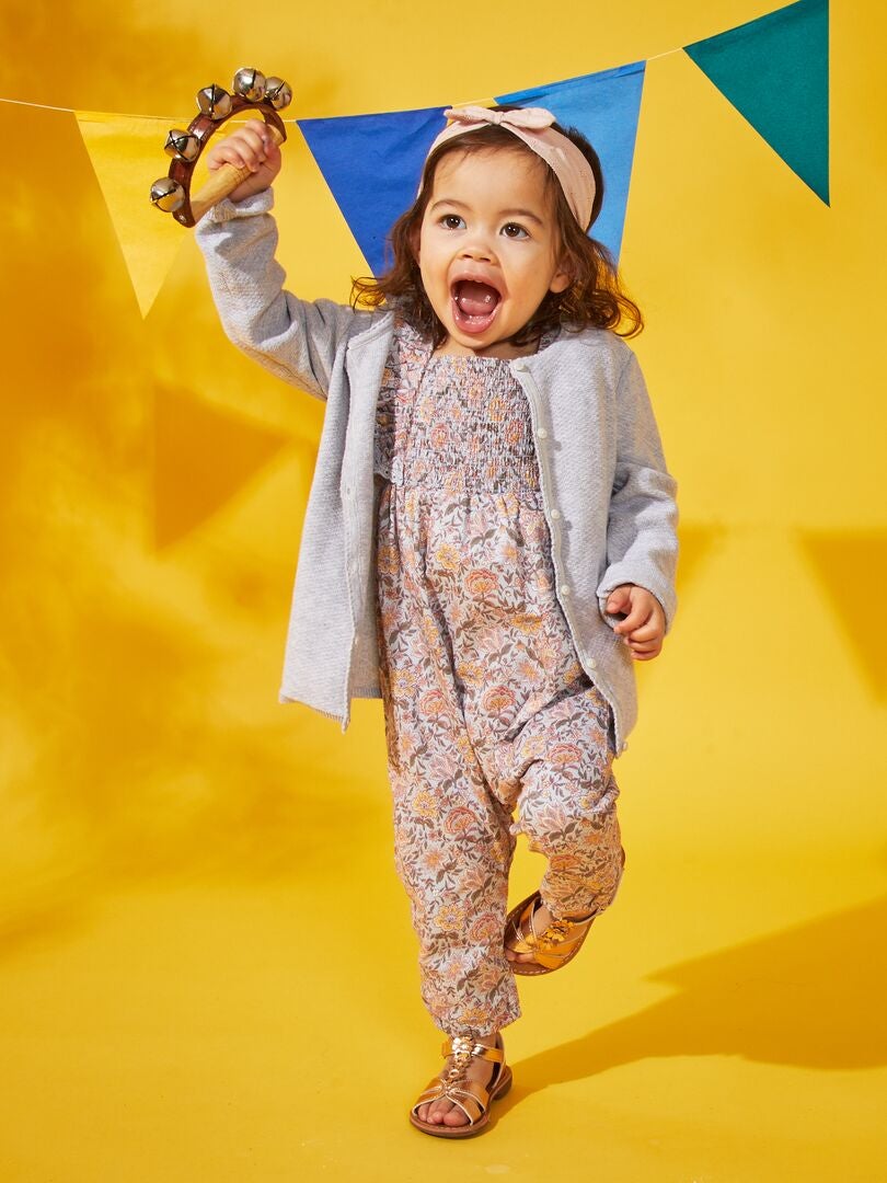 Cardigã de malha estampada - CINZA