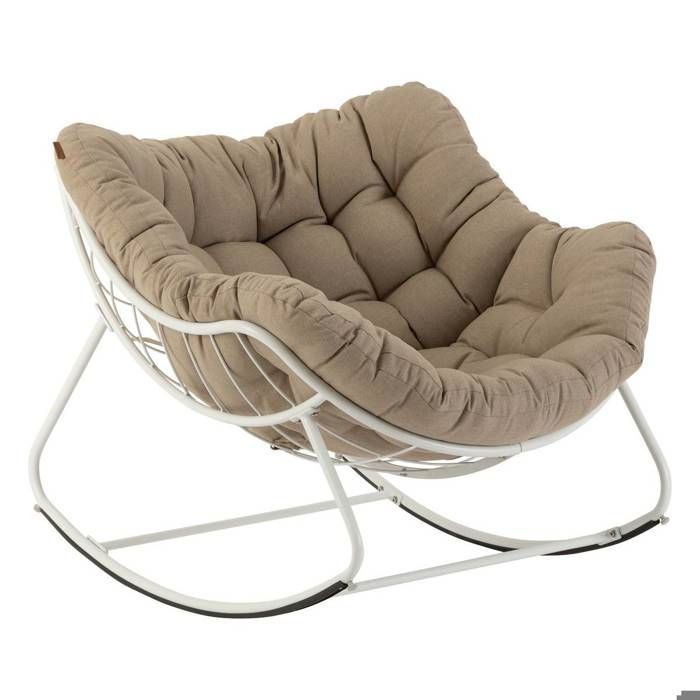 Hespéride Schaukelstuhl aus epoxidbeschichtetem Stahl, PAOPAO, beige und weiß
