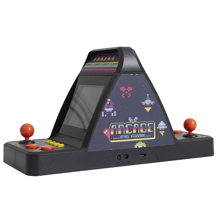 Mini retro arcadekast voor 1-tegen-1 duels, zwart, met 100 ingebouwde klassieke spellen.