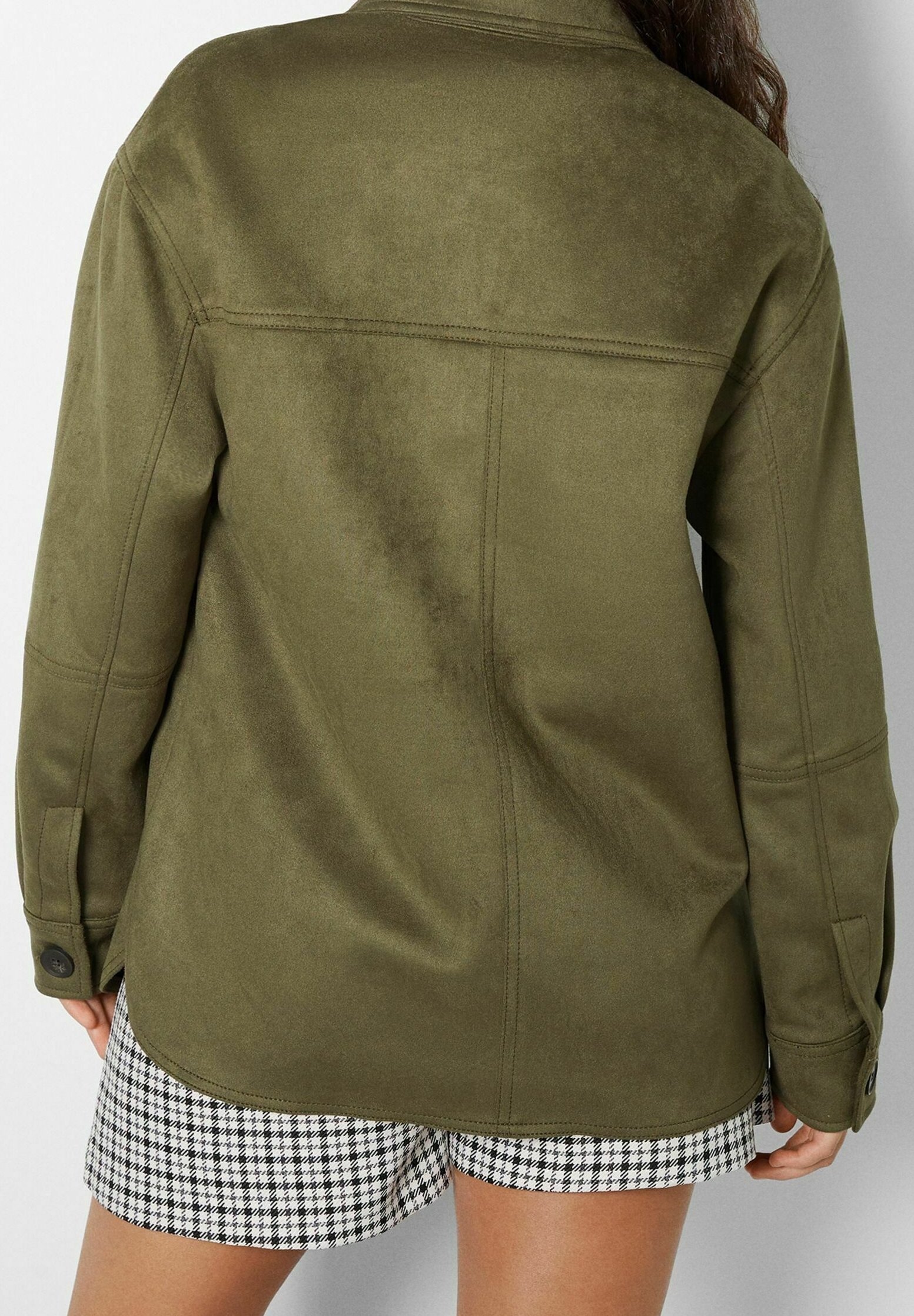 Bershka mākslīgās ādas jaka - tumši zaļa