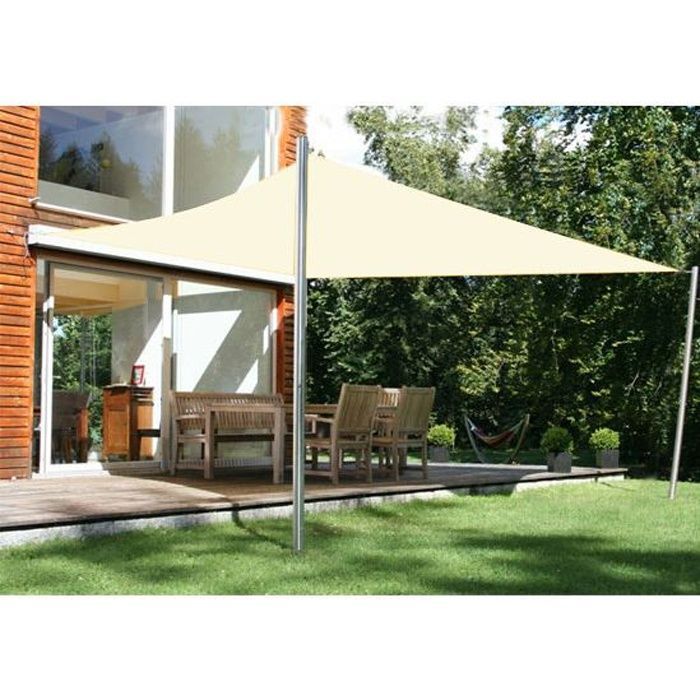 Vela de sombra rectangular - HOMCOM - 4 x 6 m - Blanco - Crema - Protección UV