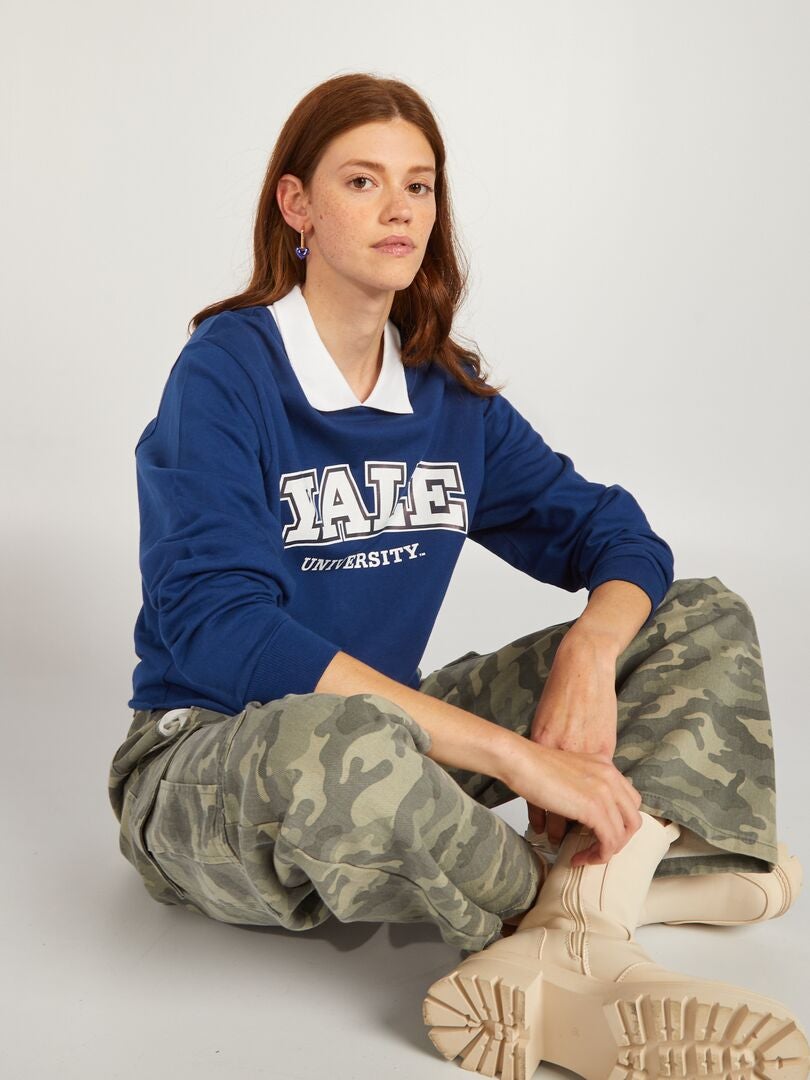 Moletom 'Yale' em tecido fleece - azul marinho