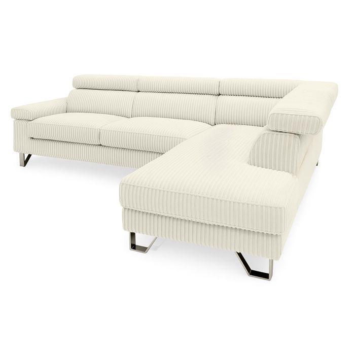 Ecksofa rechts mit verstellbaren Kopfstützen, Quentin-Cord, beige