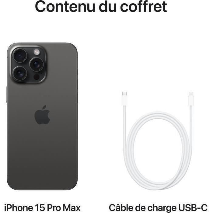 APPLE iPhone 15 Pro Max 256GB Black (eSIM） (2023) - Reconditionné - Excellent état