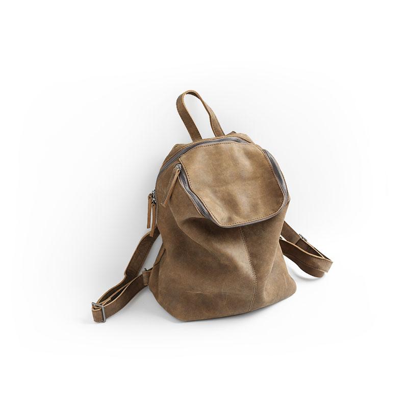 Borsa piccola da donna stile scuola vintage fatta a mano in vera pelle Vendange, nuova moda, zainetto 2423