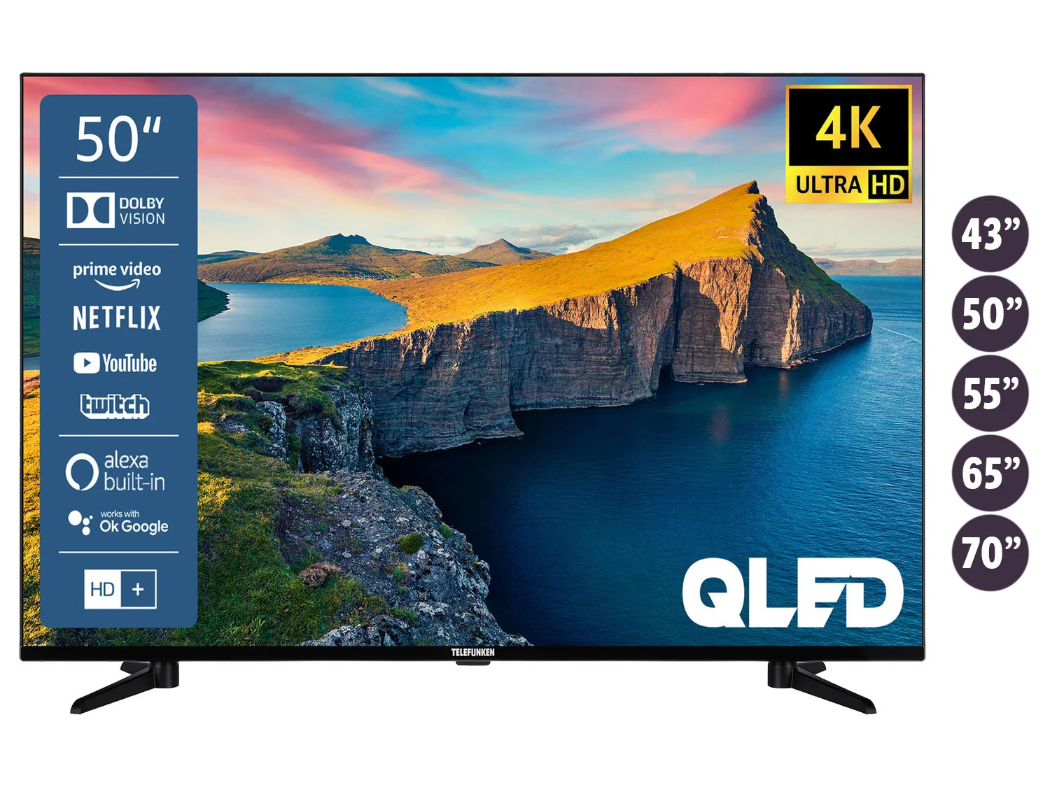 TELEFUNKEN »QU43-65K800« QLED Smart TV 4K UHD z Dolby Vision HDR