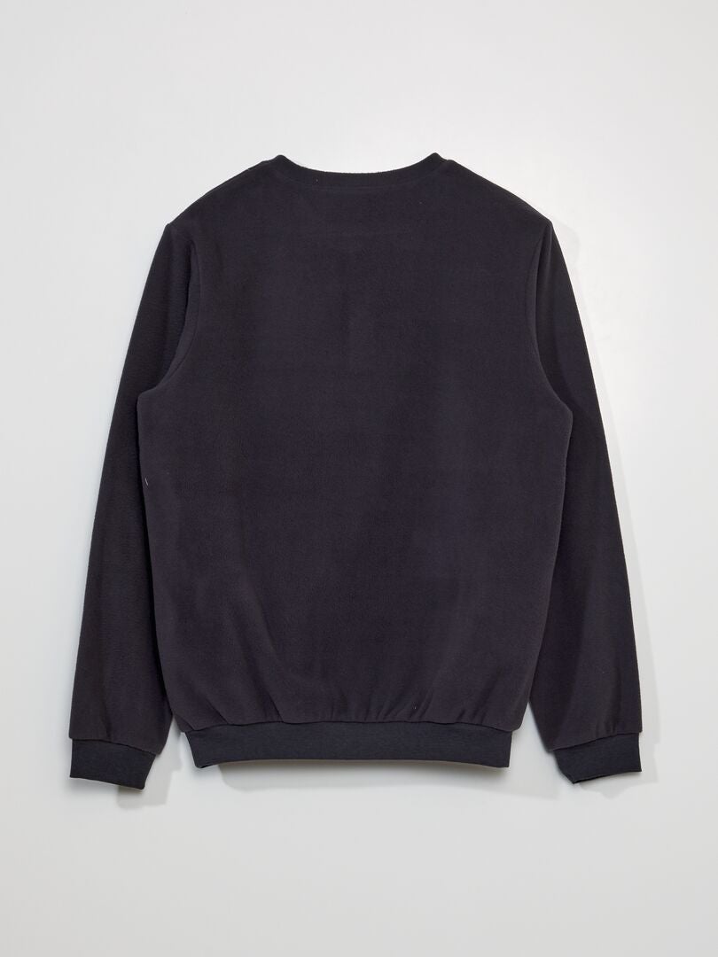 Fleece pyjama-trui - ZWART