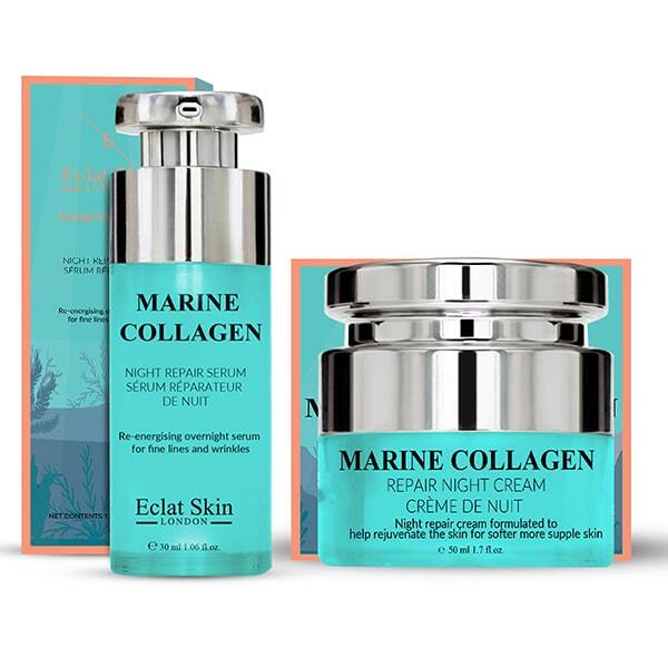„Eclat Skin London“ jūrinio kolageno kremas + serumas