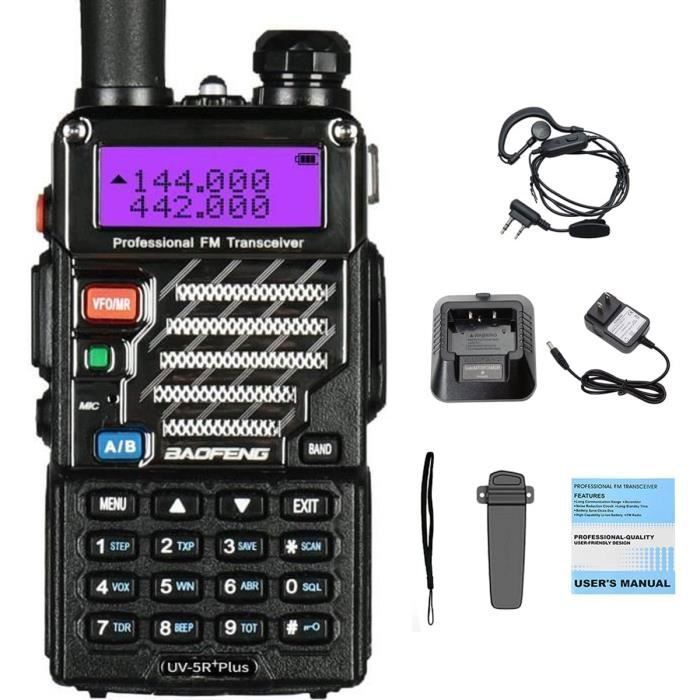 Baofeng UV-5R Plus Walkie-Talkie - VHF/UHF Radio 2 m/70 cm - Black