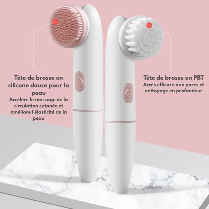 GAVI STORE | Brosse nettoyante visage électrique 2 vitesses | Silicone double tête vibrante | Imperméable | Massage & nettoyage