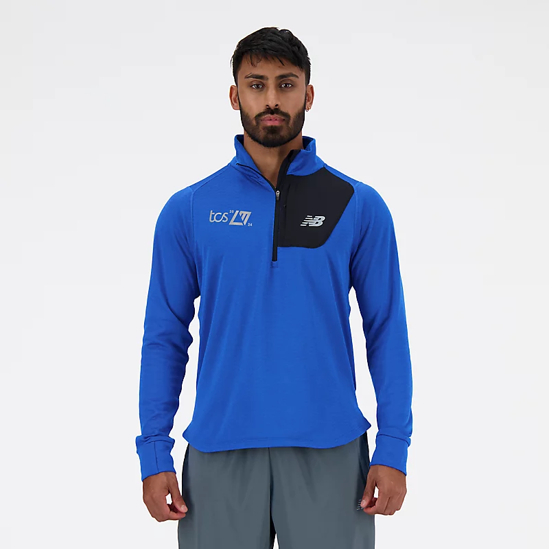 Męska bluza NB Heat Grid Half Zip - NIEBIESKA OASIS HEATHER