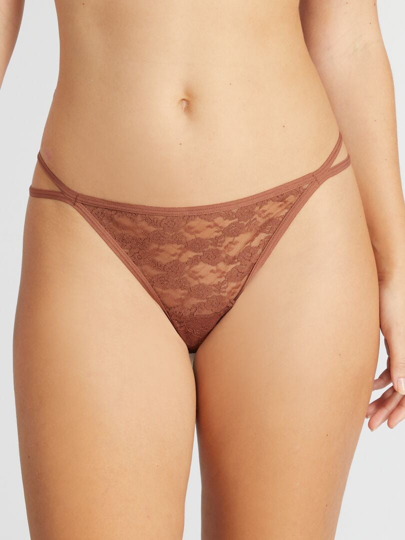 Set van 3 kanten stringtjes - BEIGE