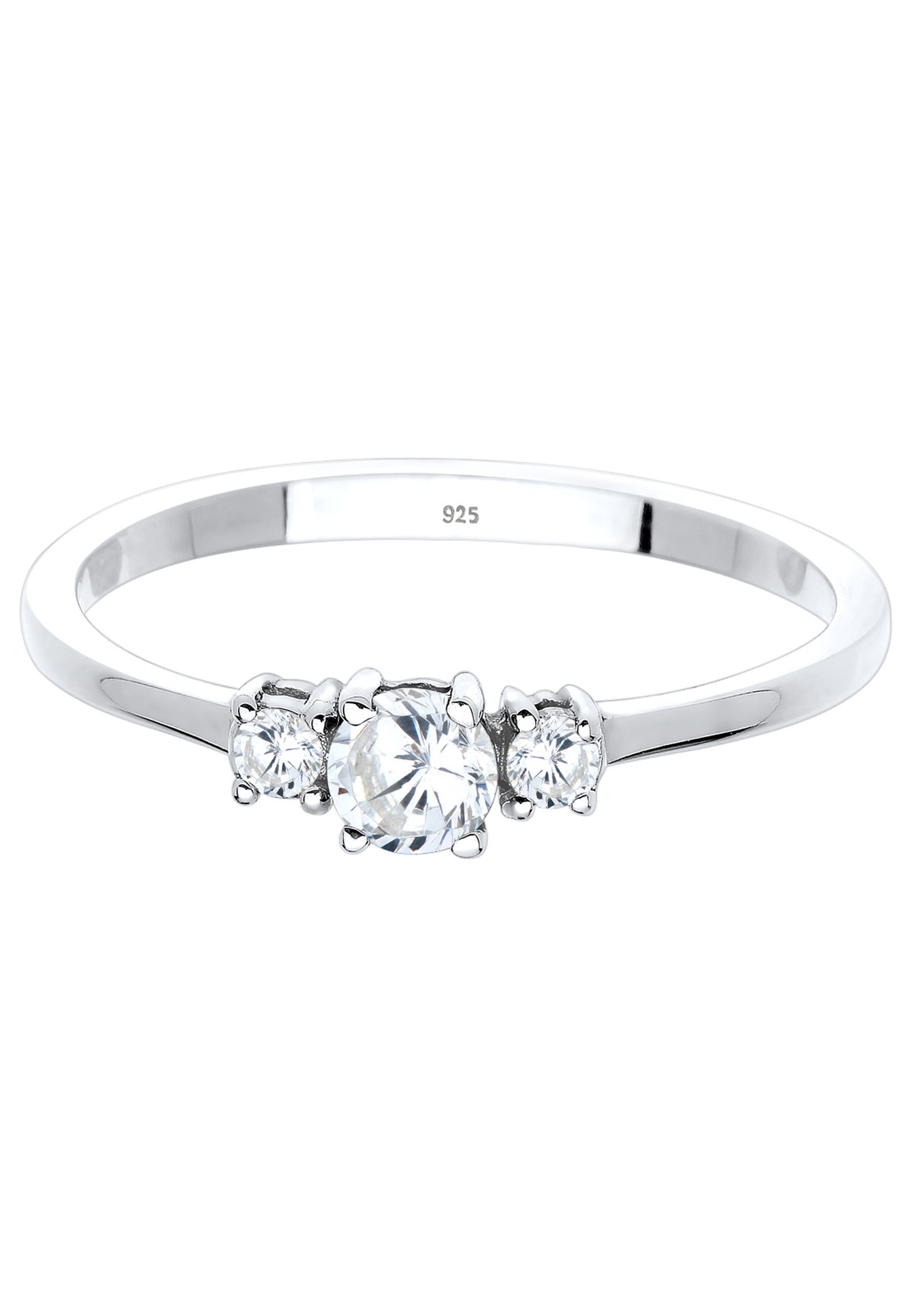 Elli Anneau d'enclenchement Engagement Cristaux de Zircone 925 Argent