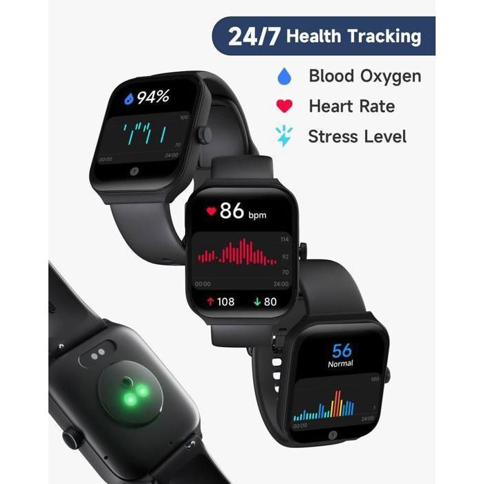 Reloj inteligente negro para mujer con pantalla de 1,95