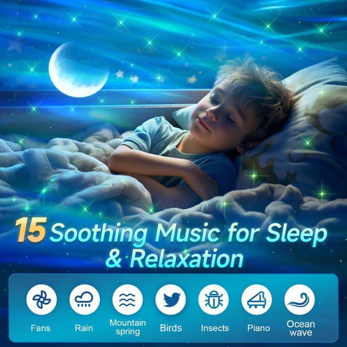 Proyector de cielo estrellado, luz nocturna de 180°, proyector de galaxia, Bluetooth, ruido blanco, luz nocturna para niños y adultos, control remoto.