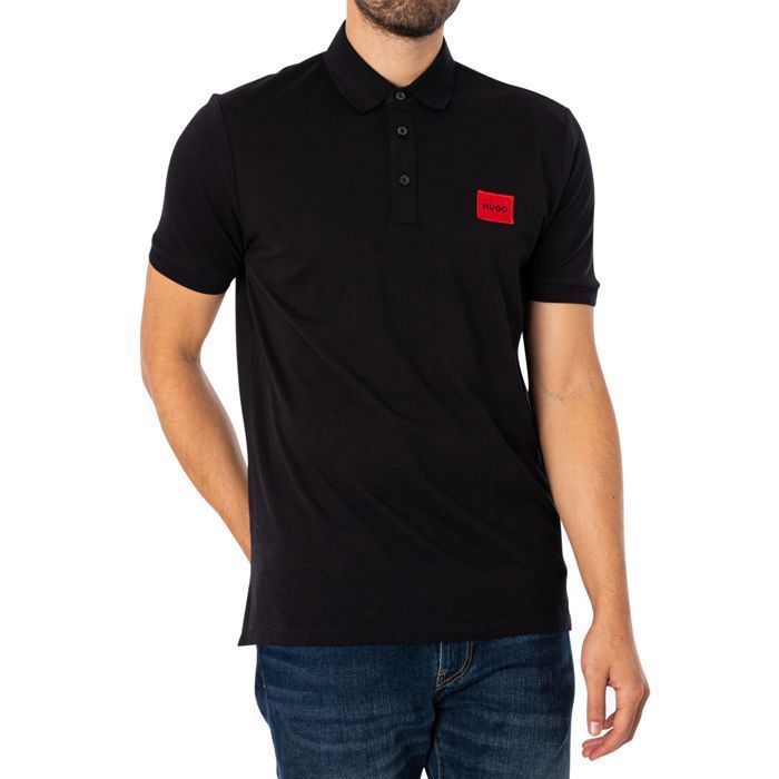 Men's Polo Shirt - HUGO by HUGO BOSS - Slim Fit - Black - Short Sleeves - Polo Collar