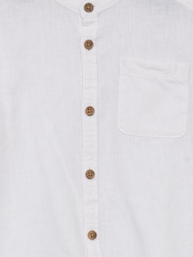 Camisa de lino con cuello mandarín - Blanca
