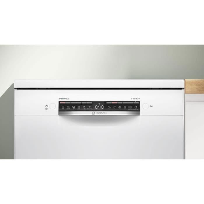 Lave-vaisselle pose libre BOSCH SMS4EMW01F SER4 - 14 couverts - Induction - L60cm - 42 dB - tiroir à couverts - Blanc