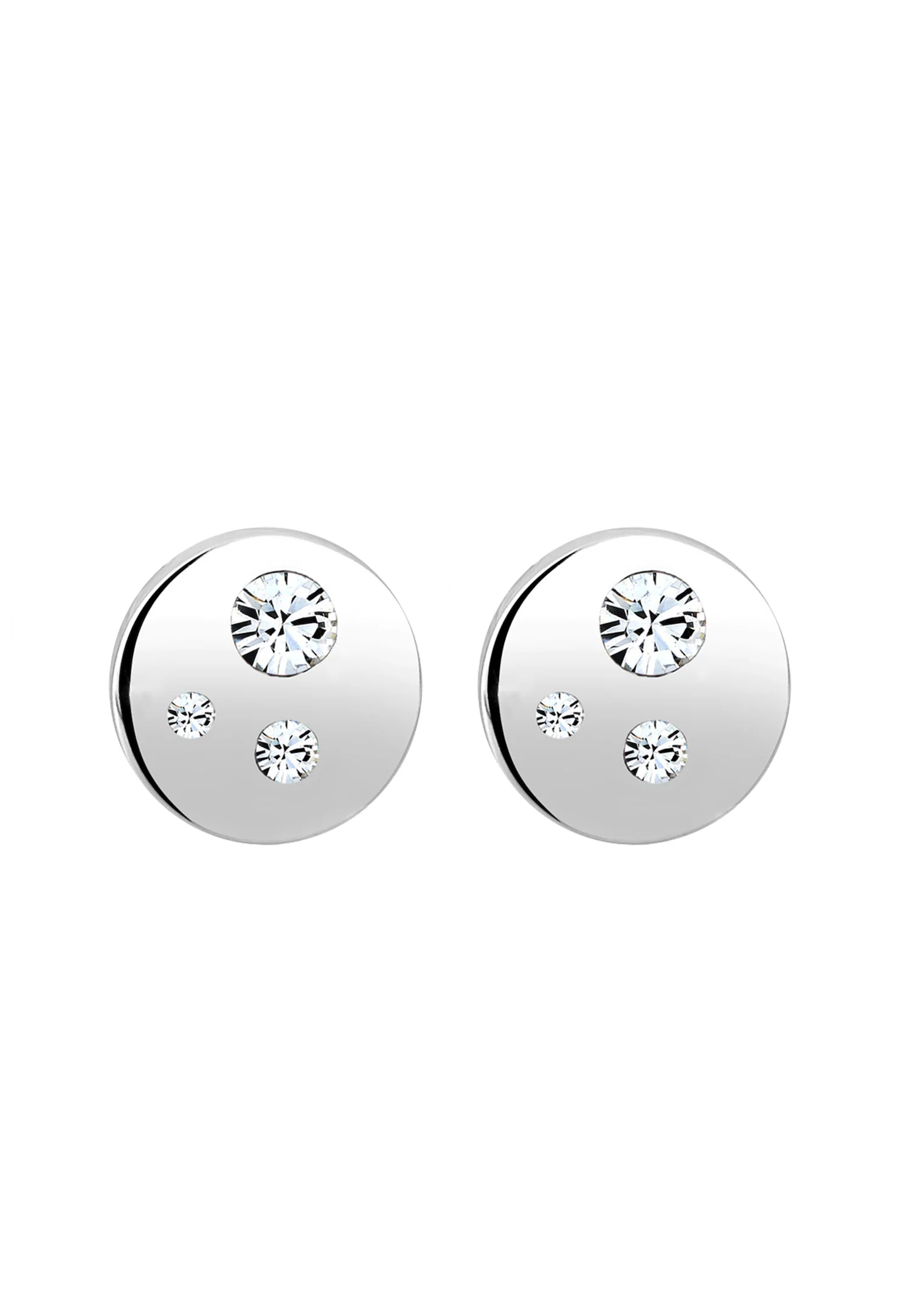 Elli Femmes Rond Basic Géo Tendance avec cristaux en argent sterling 925