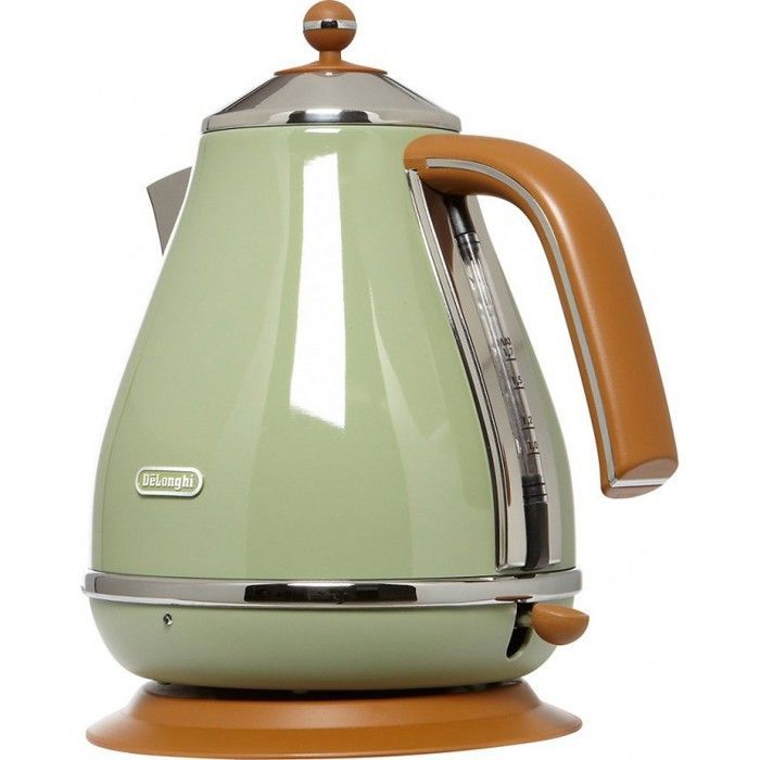 Bouilloire électrique - Delonghi - Icona Vintage - 2000 W - 1.7 L - Vert Olive et poignée canelle