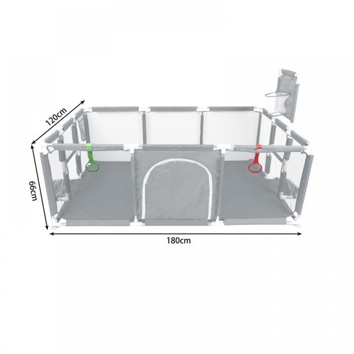 Parque infantil de 180x120 cm - MIPAN - Con balón de fútbol + balón de baloncesto + ventosa + anilla - Centro de actividades - Gris oscuro