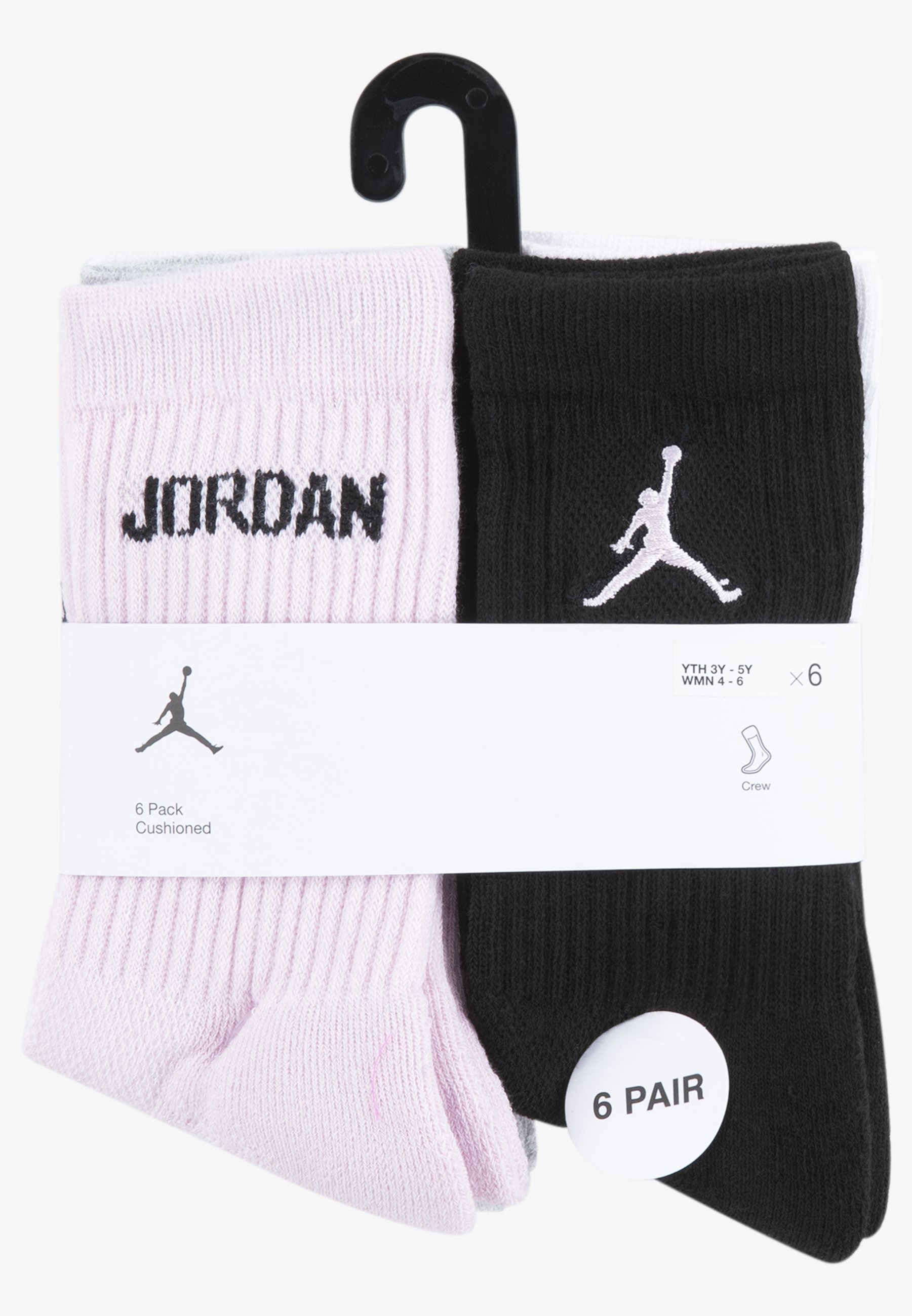 Jordan CREW 6 PACK - Sportovní ponožky - růžová pěna