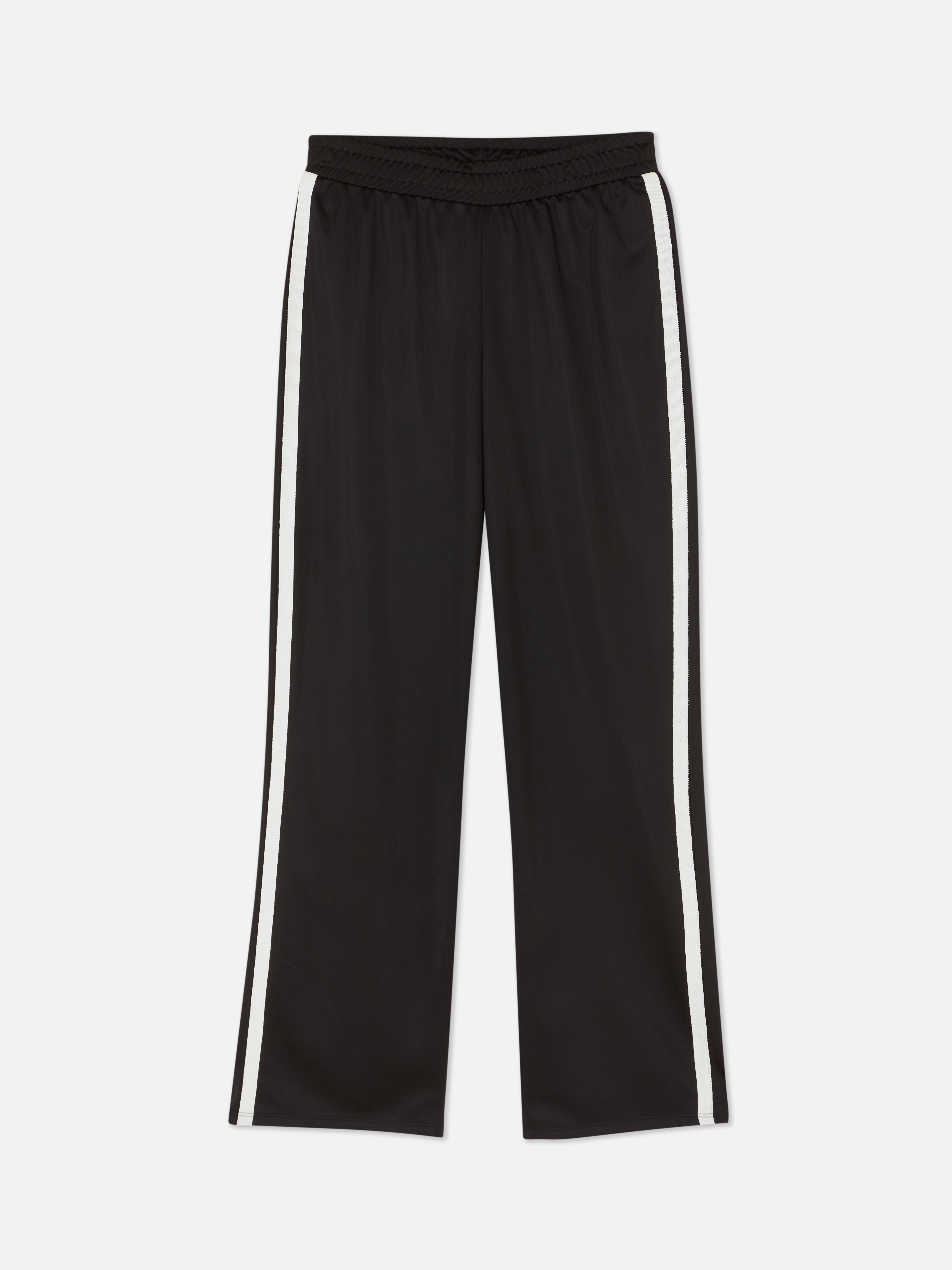 Pantaloni de trening asortați cu bandă laterală Pantaloni de trening drepți cu talie elastică lată și bandă laterală
