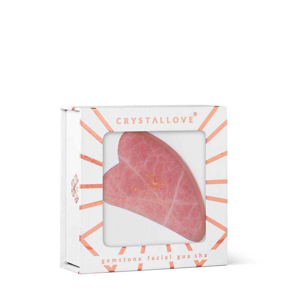 Crystallove Gesichtsmassagegerät Gua Sha – Rosenquarz – 1 Stück
