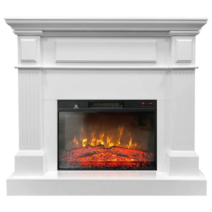 Witte elektrische haard met vlameffect, TUX ElectricSun, met geluidseffect, L110xH102cm