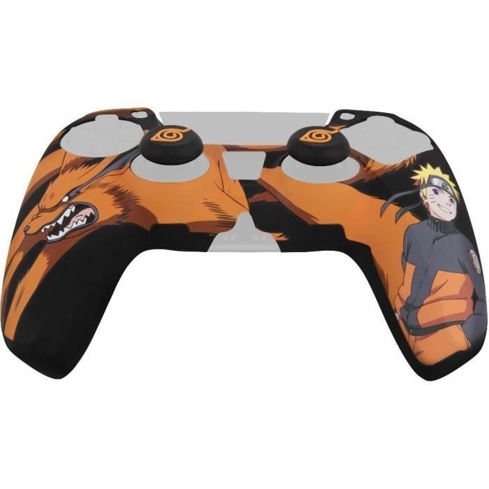 Capa protetora para controle - KONIX - Naruto Shippuden - DualSense PS5 - Silicone - Design Kurama/Kyūbi e Naruto - Preta