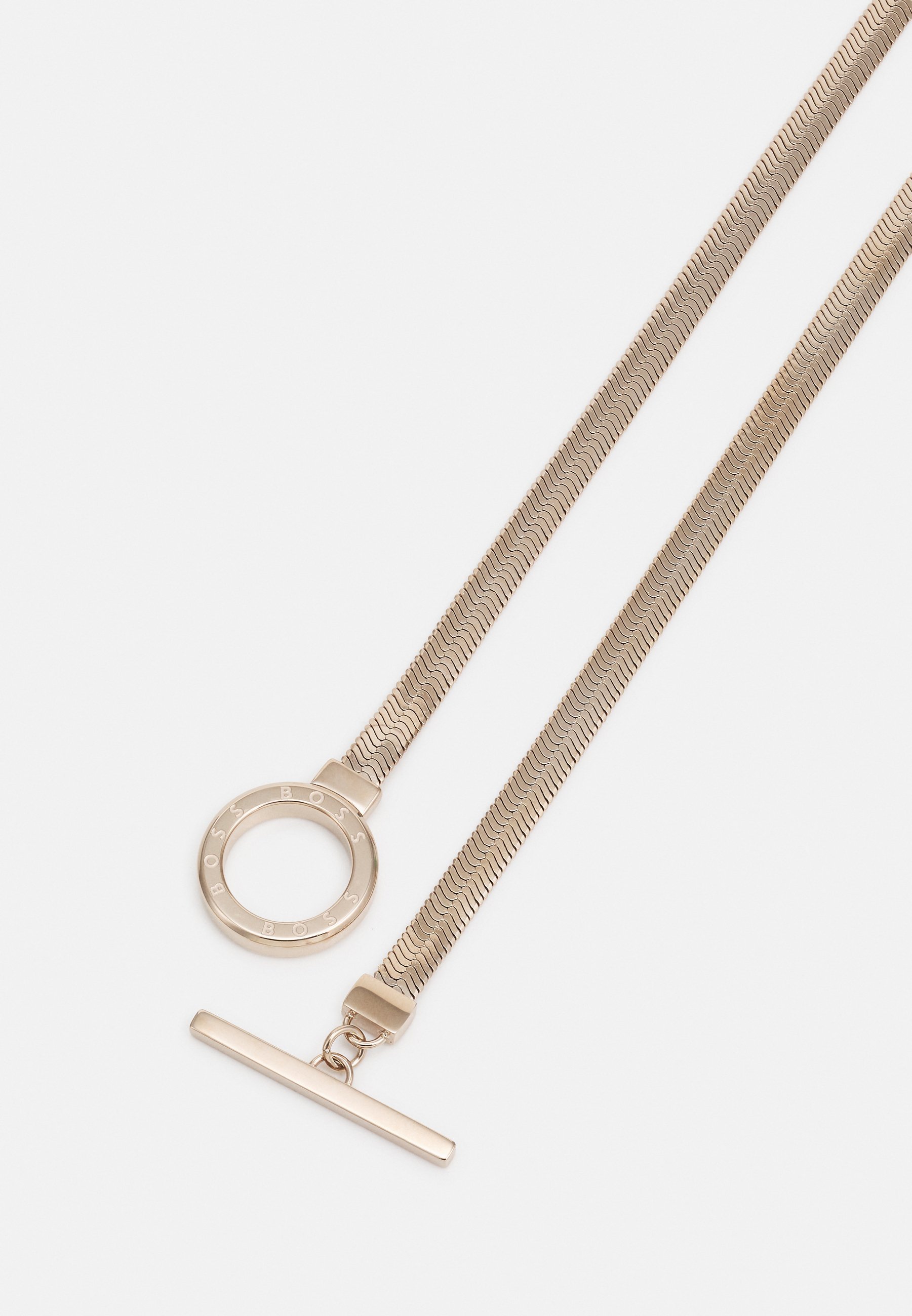 BOSS KETTING MET RING EN GEGRAVEERD LOGO - Halsketting - roségoudkleurig