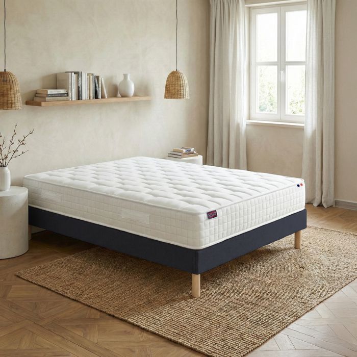 DODO - Juego de cama - Colchón + Base de láminas - Azul serenidad - 90 x 190 cm