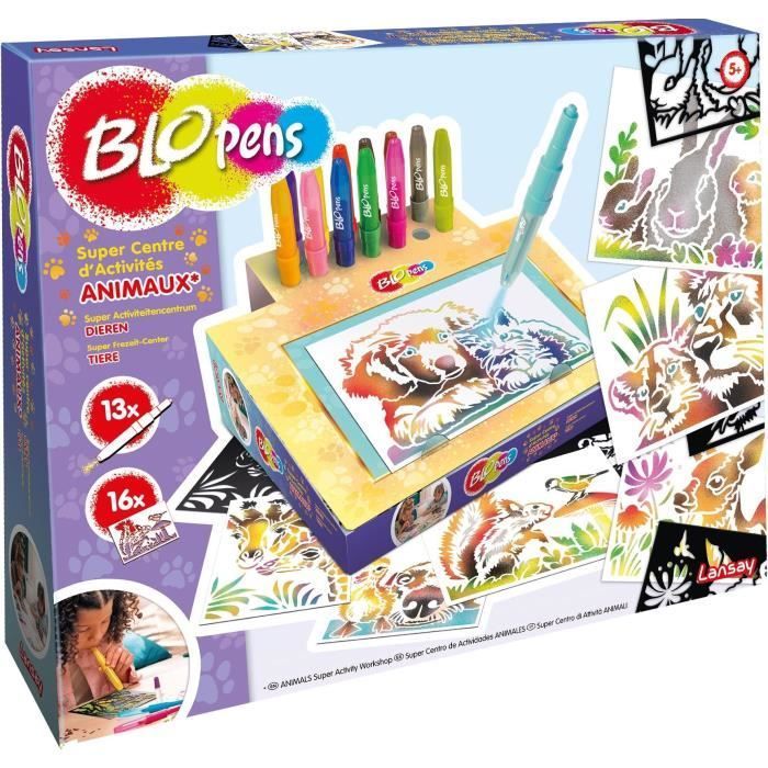 Jeu de coloriage - LANSAY - Blopens Animaux - 16 pochoirs - Lavable - Dès 5 ans