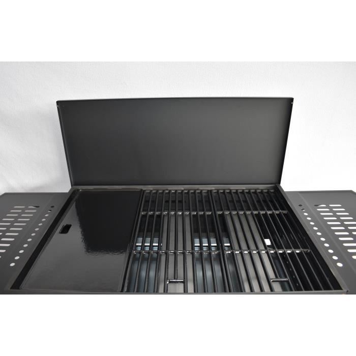Barbacoa de gas + plancha - GRILL GARDEN - Negra - 3 quemadores - Con funda protectora - Encendido piezoeléctrico