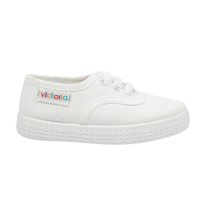 Baskets enfant - VICTORIA - 6613 Blanc - Toile - Lacets - Semelle en gomme