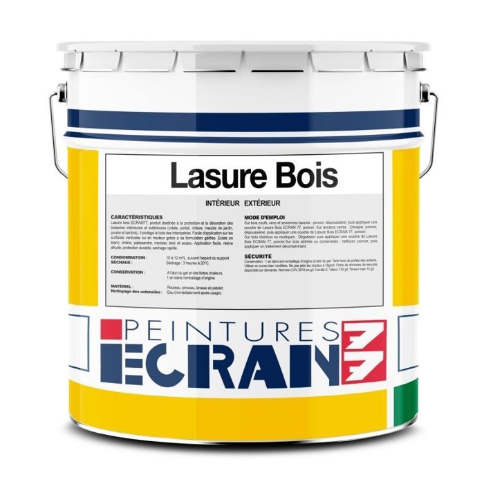 Lasure bois professionnelle, haute protection, sans odeur, intérieur, extérieur, plusieurs coloris 1 litre Incolore