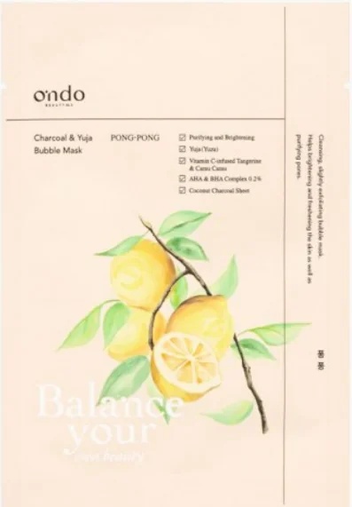 ONDO BEAUTY Bubble mask met actieve kool en yuja met exfoliërende werking