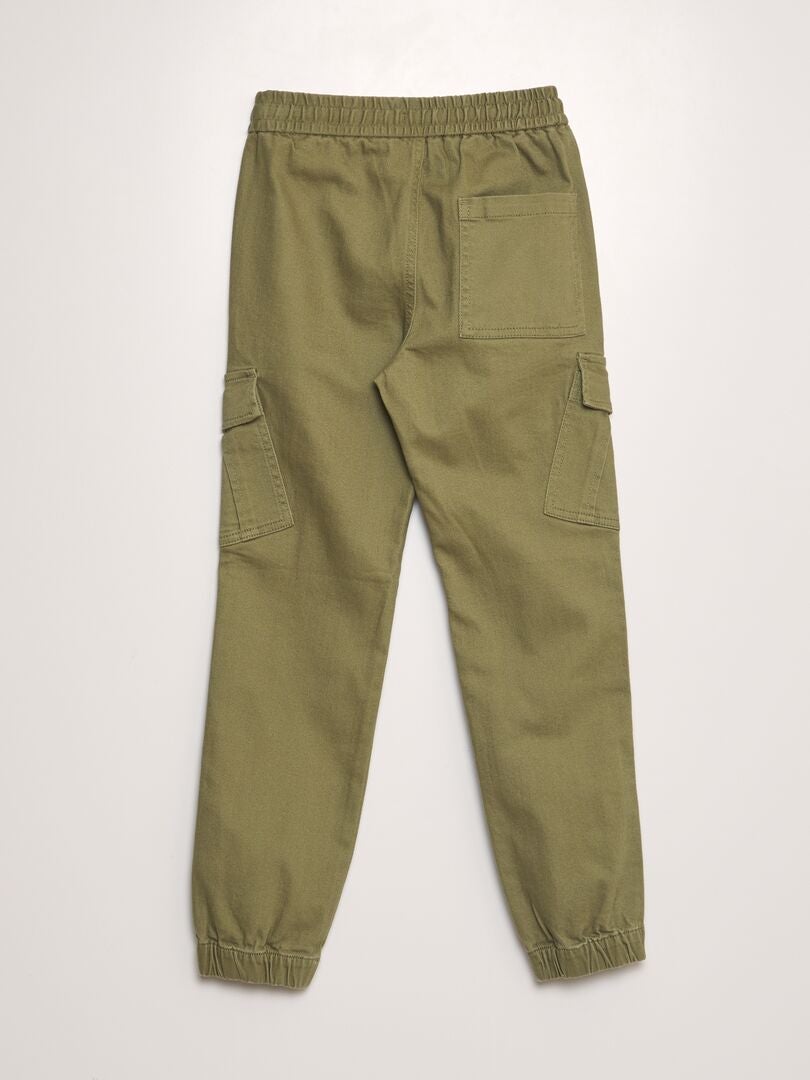 Fleece joggingbroek met zijzakken - Groen