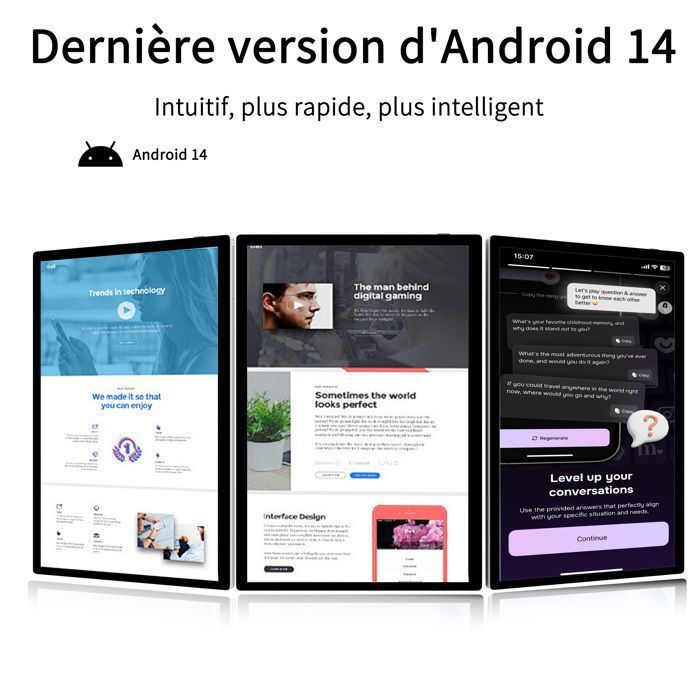 Tablette tactile 10,1 pouces, tablette Android 14, 16 Go RAM 128 Go ROM, IPS 1280*800 HD, 8000 mAh, Type-C, gris.