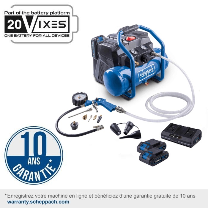 Cordless compressor with 2Ah starter kit + 2Ah battery C-ACT160/6-X - Set 2.5 - SCHEPPACH