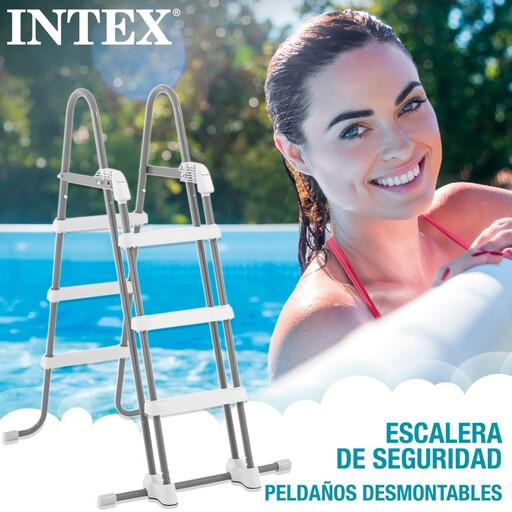 Piscina retangular Intex Prism Frame para instalação acima do solo com bomba de filtro.