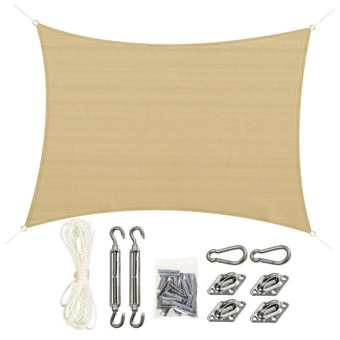 Outsunny - Voile d'ombrage - HDPE - 4x3m - Beige