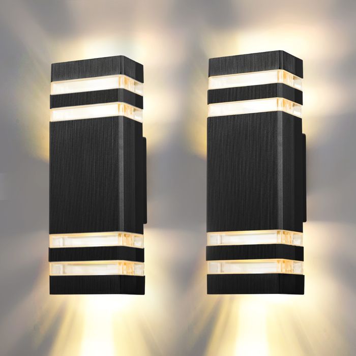 Aplique de pared LED para exteriores de 2 piezas, lámpara de pared exterior impermeable IP65, aplique de pared moderno color antracita