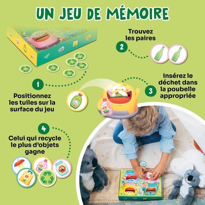 Giochi educativi - GEOMAG - Cestini della fame - Riciclo - Imparare a conoscere i rifiuti - Abbinamento dei colori