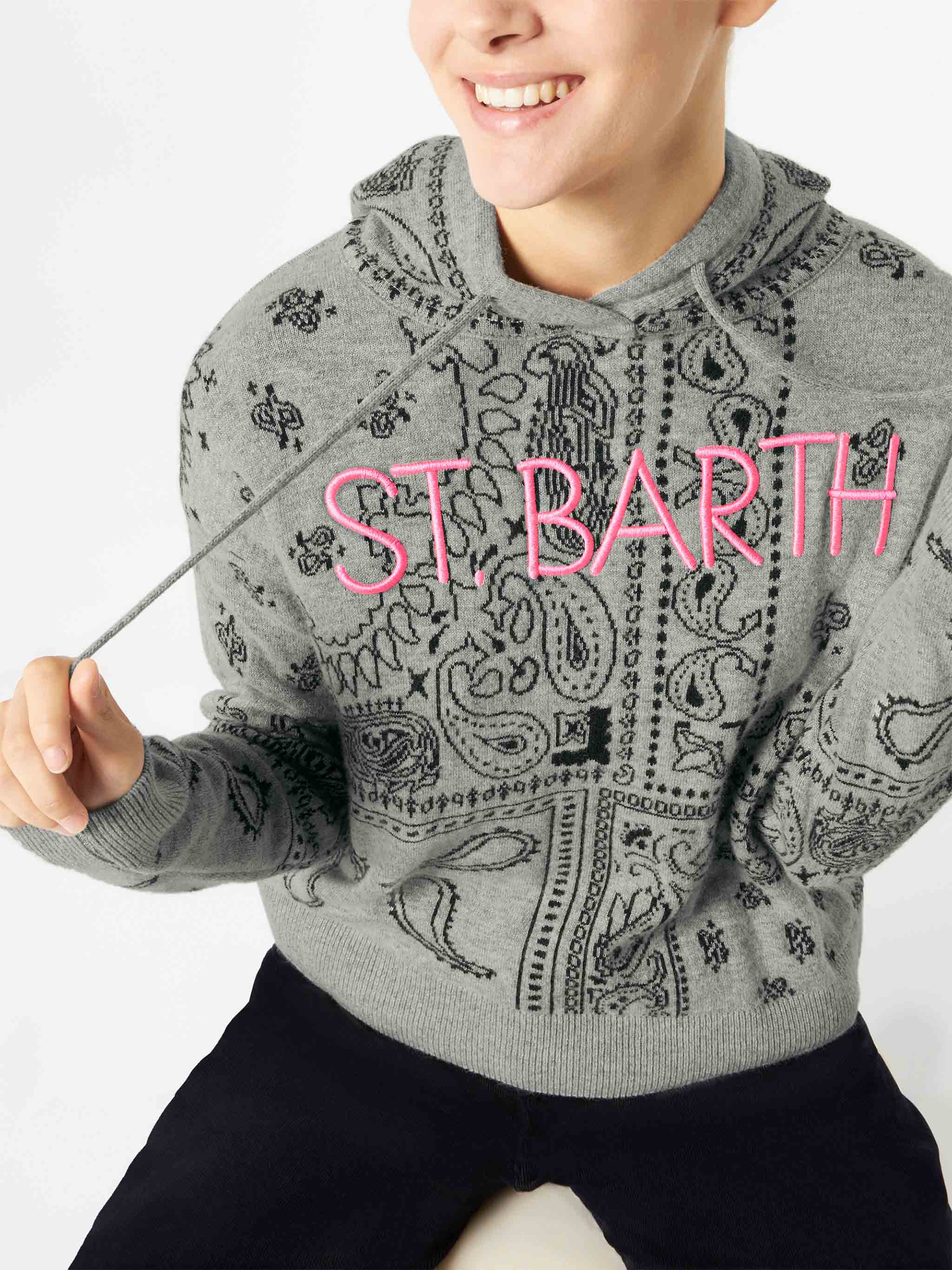 Felpa da donna in maglia con stampa bandana